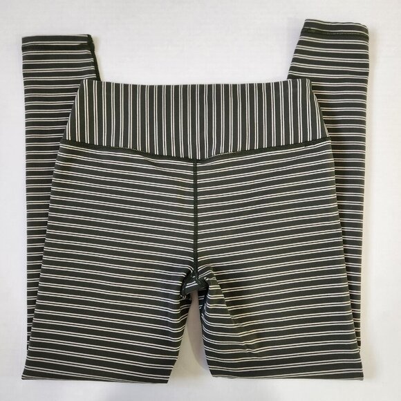 Glyder Sultry Figure Enhancing‎ Leggings Womens L Moss Oatmilk Striped Active - Picture 9 of 10